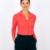 chemisier manches longues ou manches trois quarts couleur corail