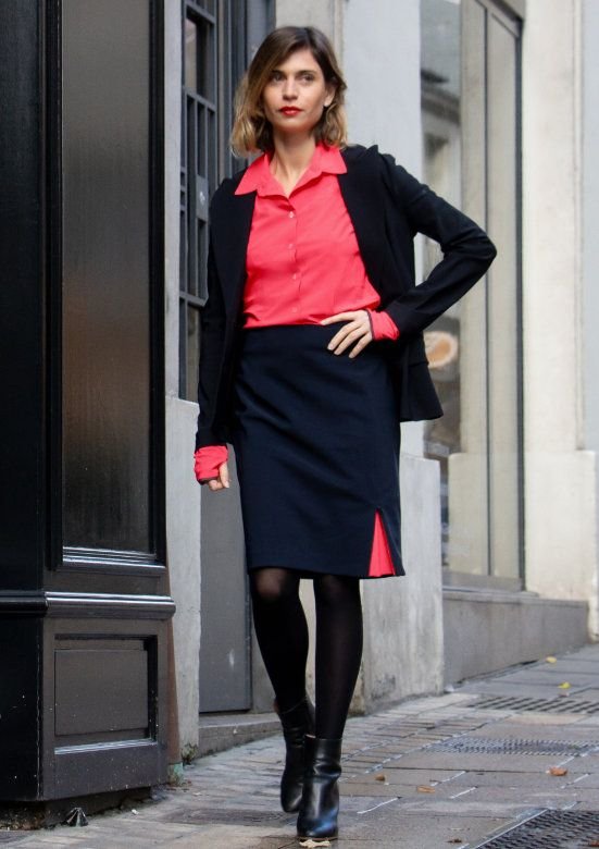 chemisier avec tailleur coordonné